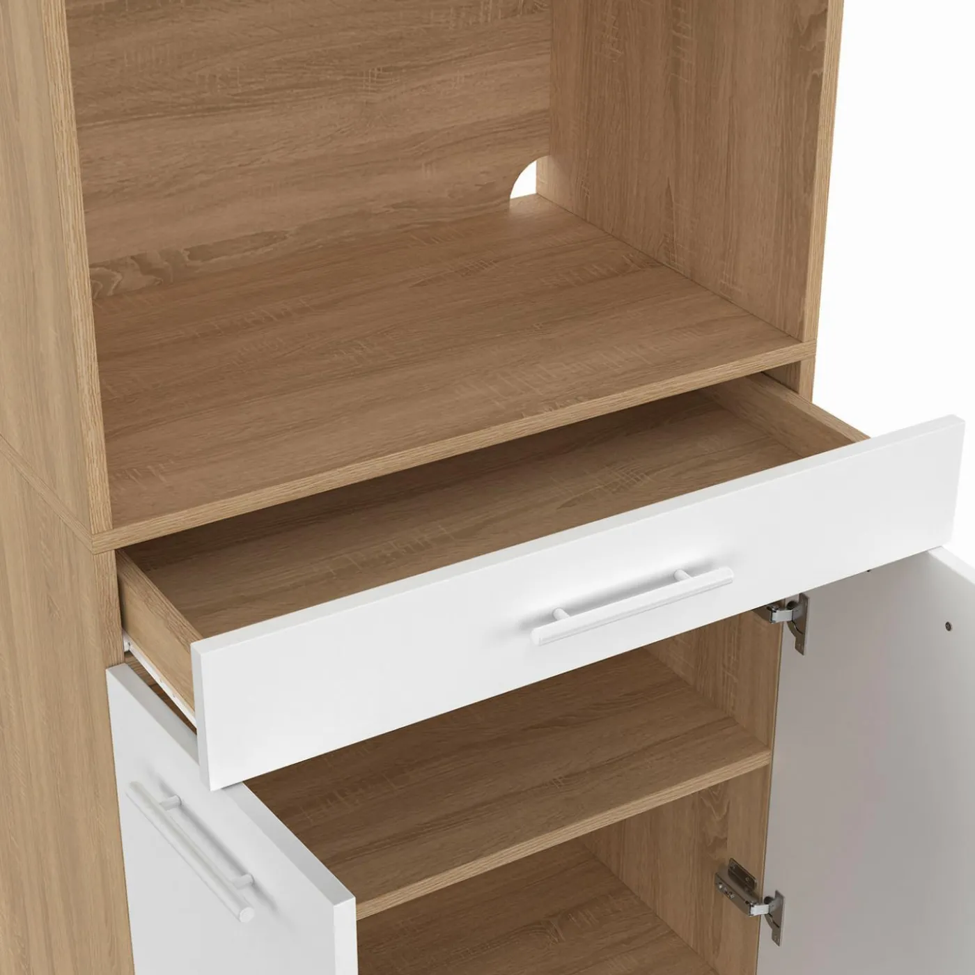 Buffet mi-haut 60 cm 1 tiroir 2 portes blanc