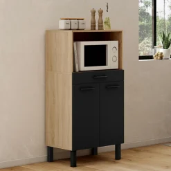 Buffet mi-haut 60 cm 1 tiroir 2 portes noir