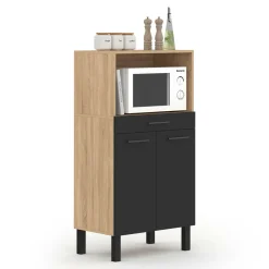 Buffet mi-haut 60 cm 1 tiroir 2 portes noir