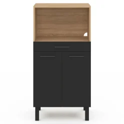 Buffet mi-haut 60 cm 1 tiroir 2 portes noir