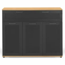 Buffet noir et bois 3 portes et 1 tiroir
