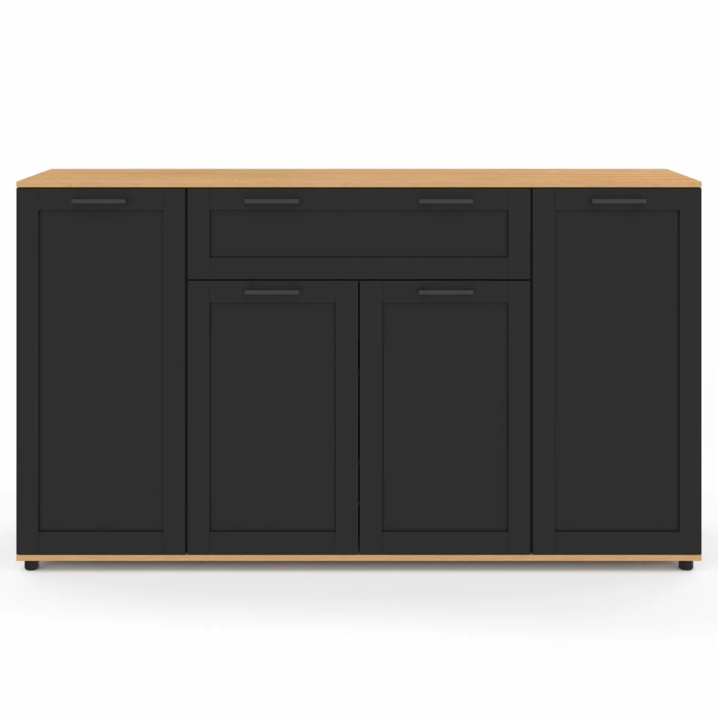 Buffet noir et bois 4 portes 1 tiroir