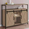 Buffet portes coulissantes grange bois clair effet vieilli