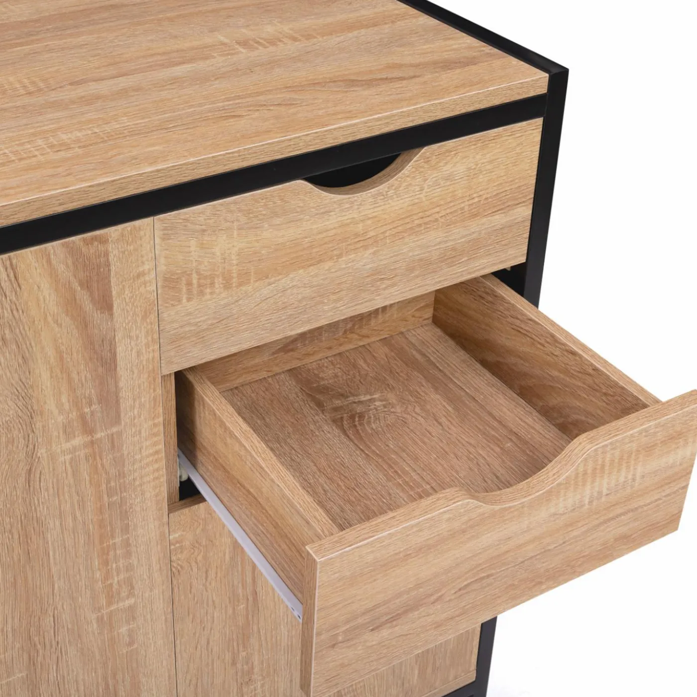 Buffet style industriel bois et métal noir 110 cm