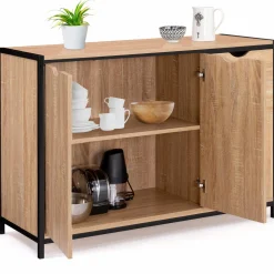 Buffet style industriel bois et métal noir 110 cm