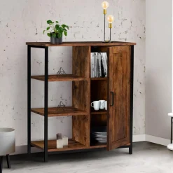 Buffet style industriel effet bois vieilli 70 cm