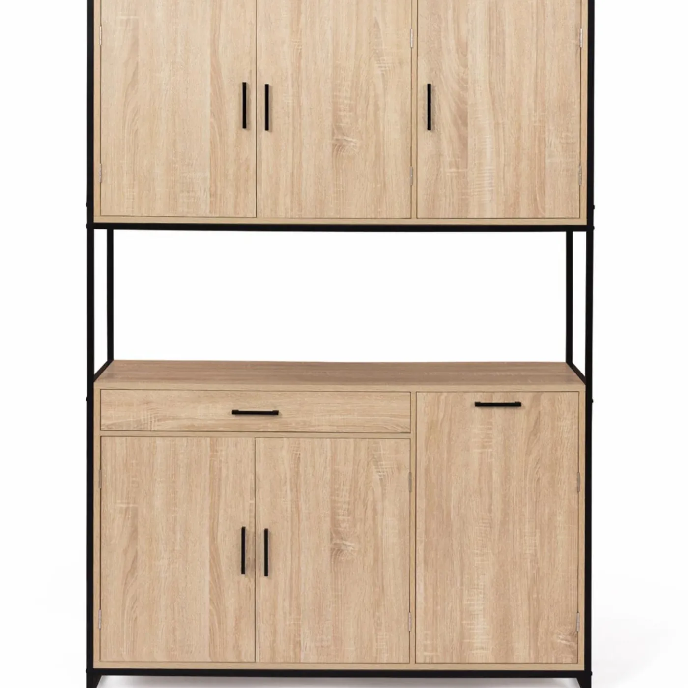 Buffet vaisselier industriel 120 cm 6 portes 1 tiroir