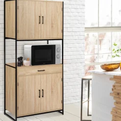 Buffet vaisselier industriel 80 cm 4 portes 1 tiroir