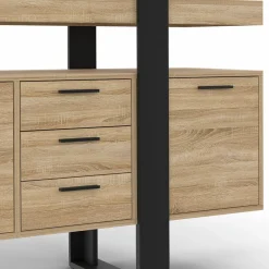 Buffet XXL 180 cm 4 portes 3 tiroirs bois et noir