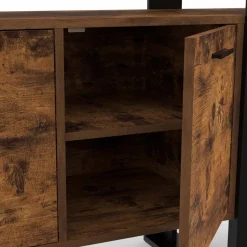Buffet XXL 4 portes bois effet vieilli et noir 160 cm