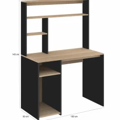 Bureau avec rangements noir et bois