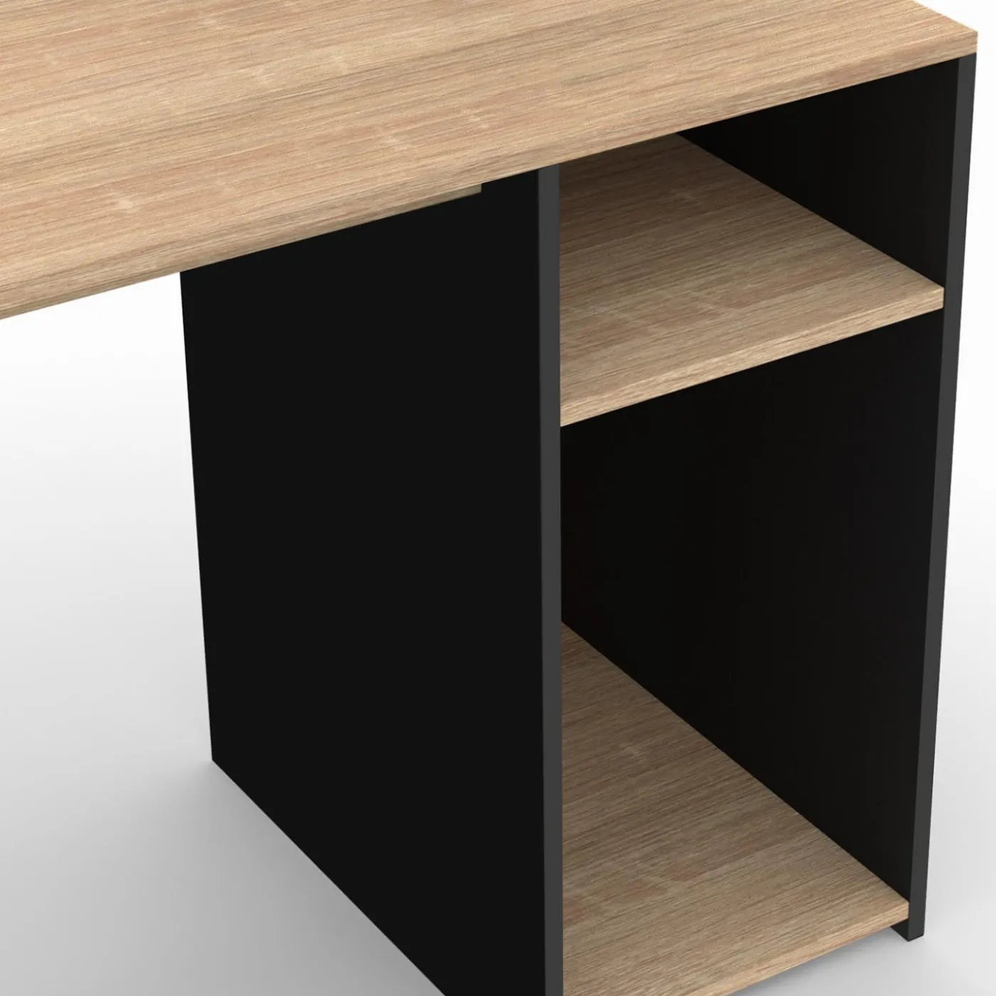 Bureau avec rangements noir et bois
