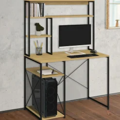 Bureau avec étagères de rangement DETROIT design industriel