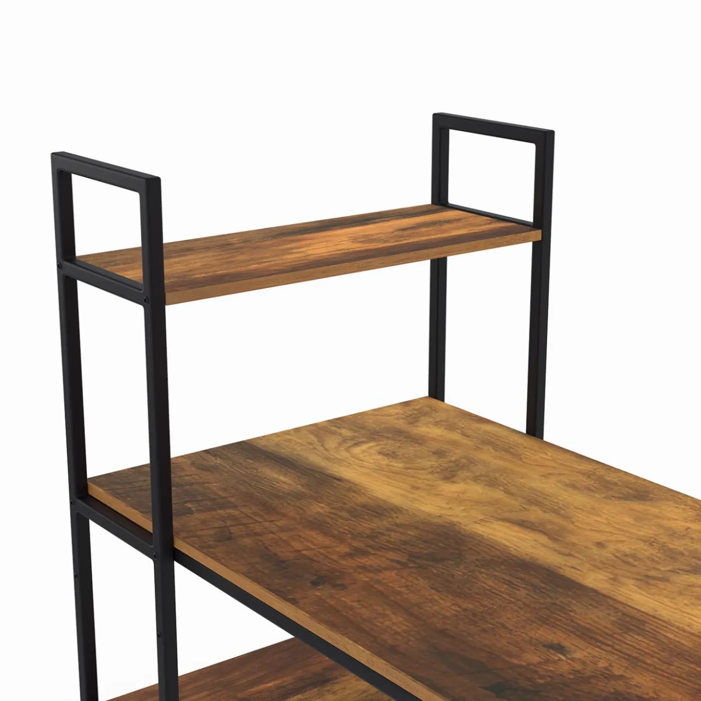 Bureau avec étagères style industriel effet bois vieilli