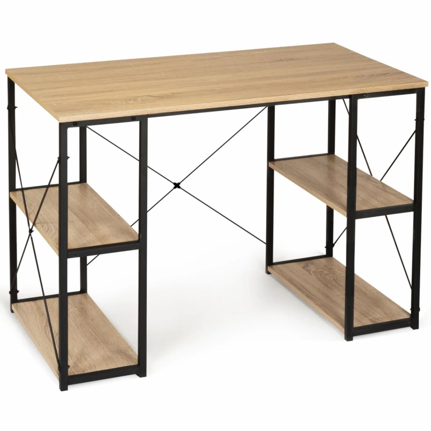 Bureau avec étagères style industriel en métal et bois