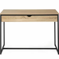 Bureau avec tiroir en métal noir et bois