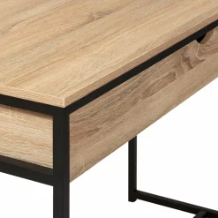 Bureau avec tiroir en métal noir et bois