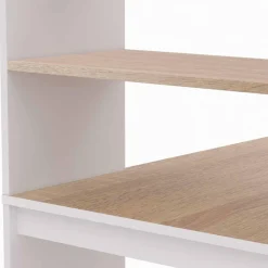 Bureau bibliothèque bois façon hêtre et blanc