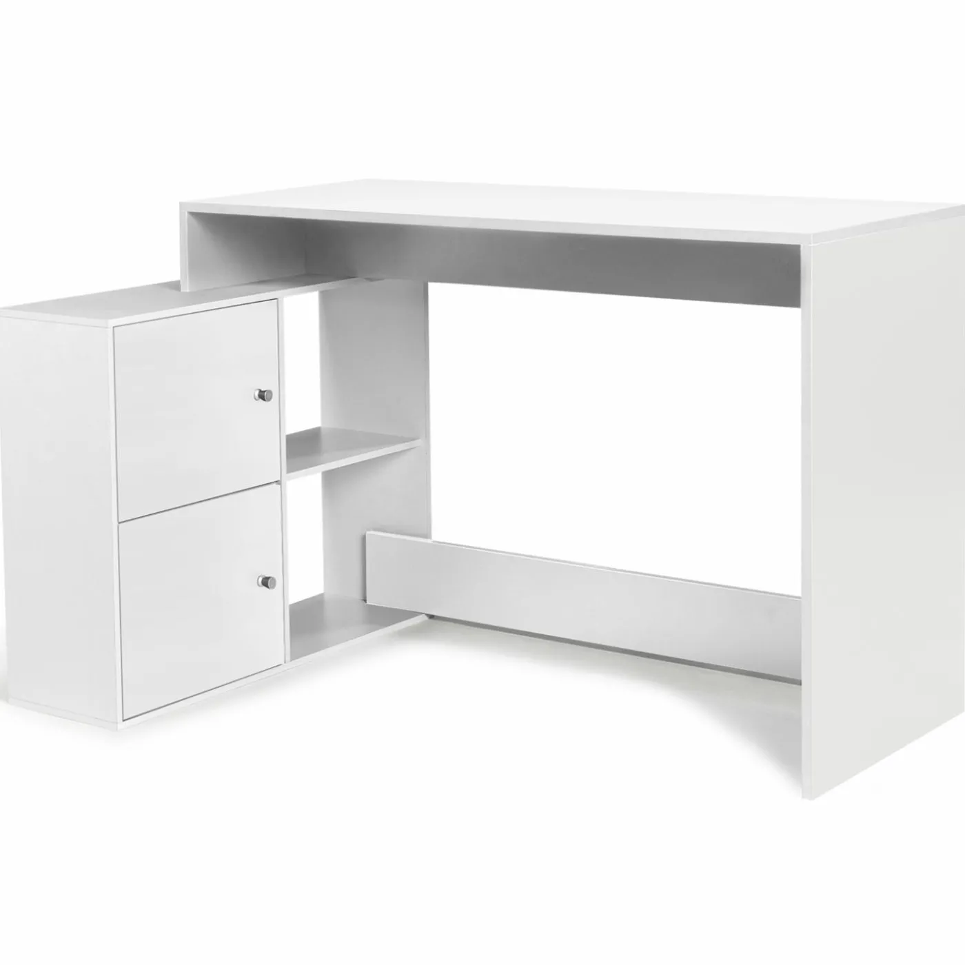 Bureau d'angle avec rangement blanc