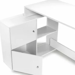 Bureau d'angle avec rangement blanc