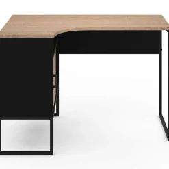 Bureau d’angle industriel métal noir et bois façon hêtre