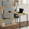 Bureau d'angle industriel rotatif 180° en forme de S