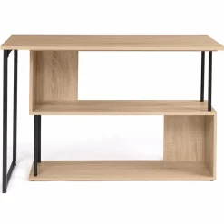 Bureau d’angle rotatif 180° industriel avec étagère forme S