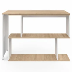 Bureau d'angle rotatif en bois hêtre et blanc