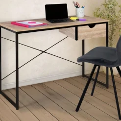 Bureau design industriel avec tiroir latéral 110 cm
