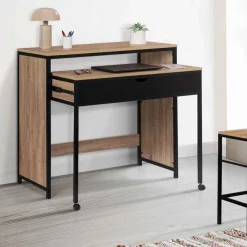 Bureau extensible gain de place 1 tiroir style industriel