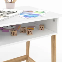 Bureau pour enfant + chaise bois et blanc avec niche
