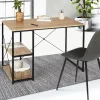 Bureau style industriel en métal et bois avec étagères