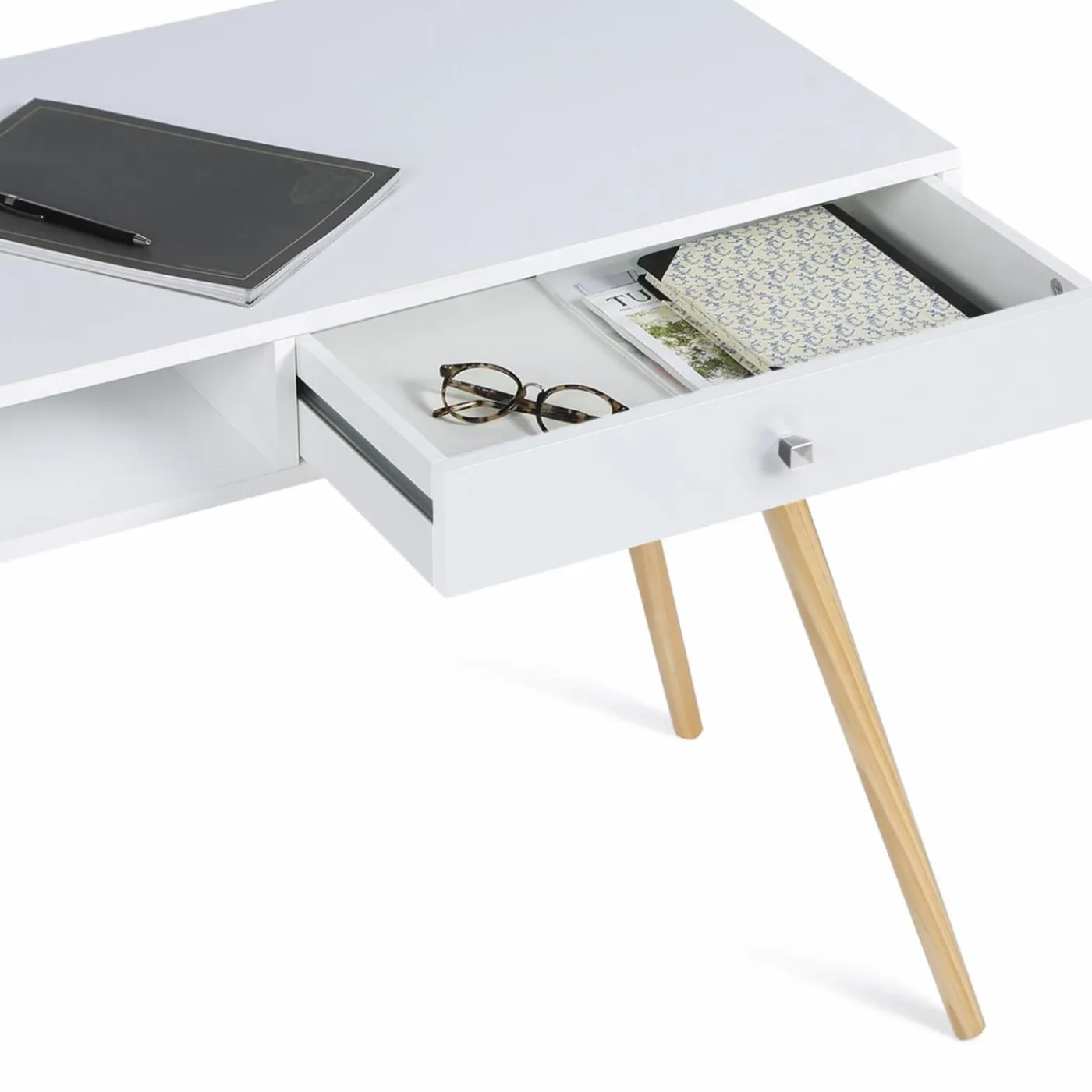 Bureau style scandinave bois blanc