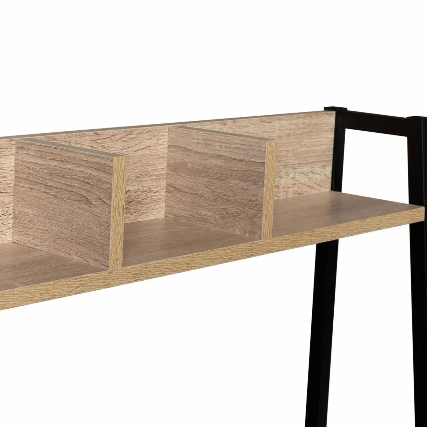Bureau étagère droit design industriel bois et métal