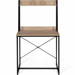Bureau étagère droit design industriel bois et métal