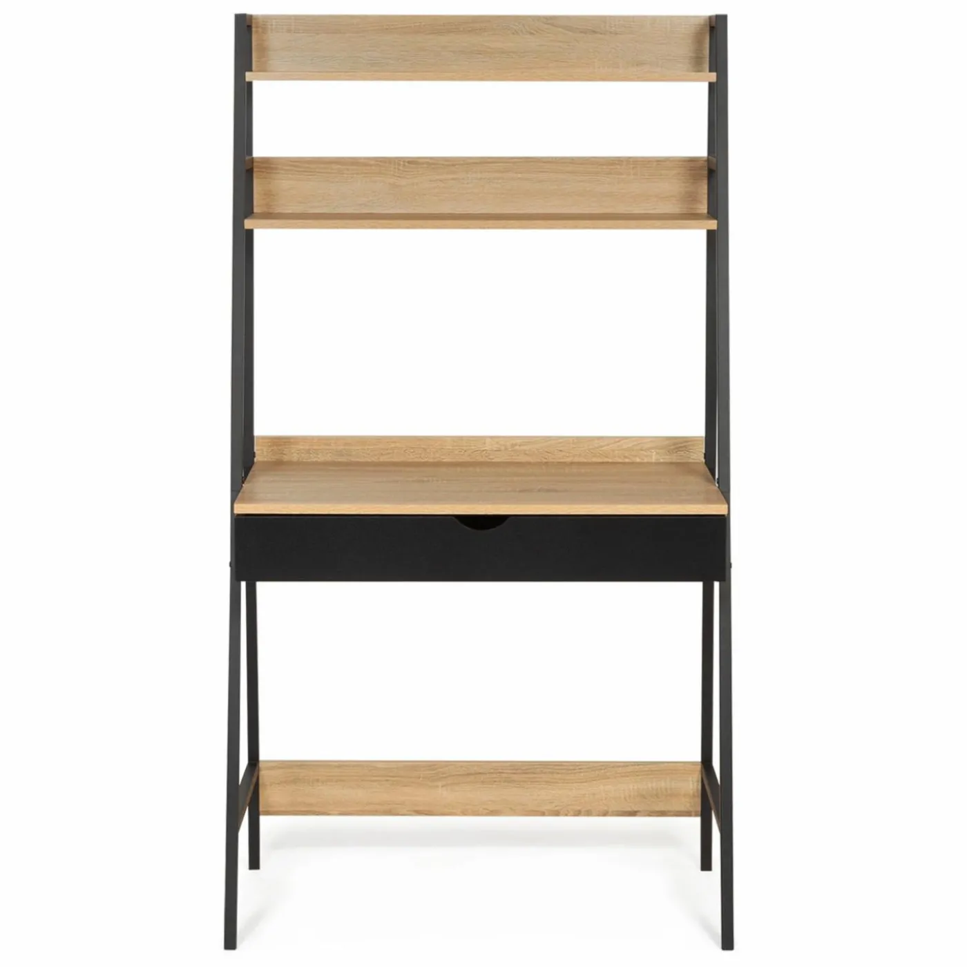 Bureau étagères deux niveaux style industriel