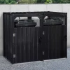 Cache poubelle double en acier gris pour extérieur