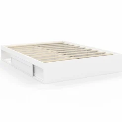Cadre de lit 140x190 cm avec sommier et rangements blanc