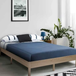 Cadre de lit 140x190 cm effet bois naturel
