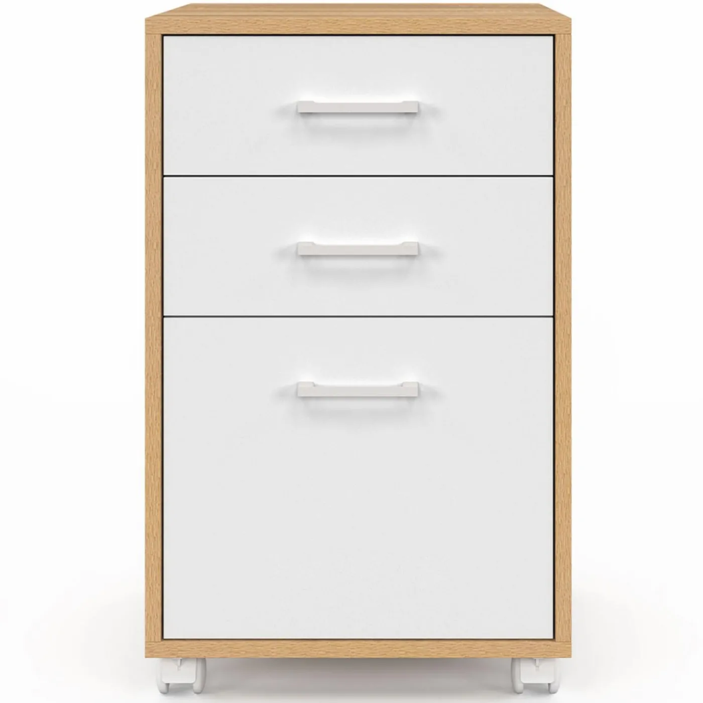 Caisson de bureau bois et blanc avec 3 tiroirs