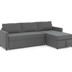 Canapé avec méridienne convertible en tissu gris anthracite