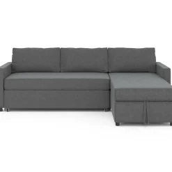 Canapé avec méridienne convertible en tissu gris anthracite