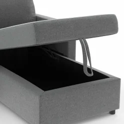 Canapé avec méridienne convertible en tissu gris anthracite