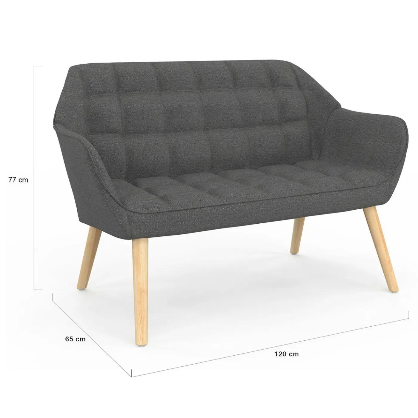 Canapé banquette en tissu gris anthracite