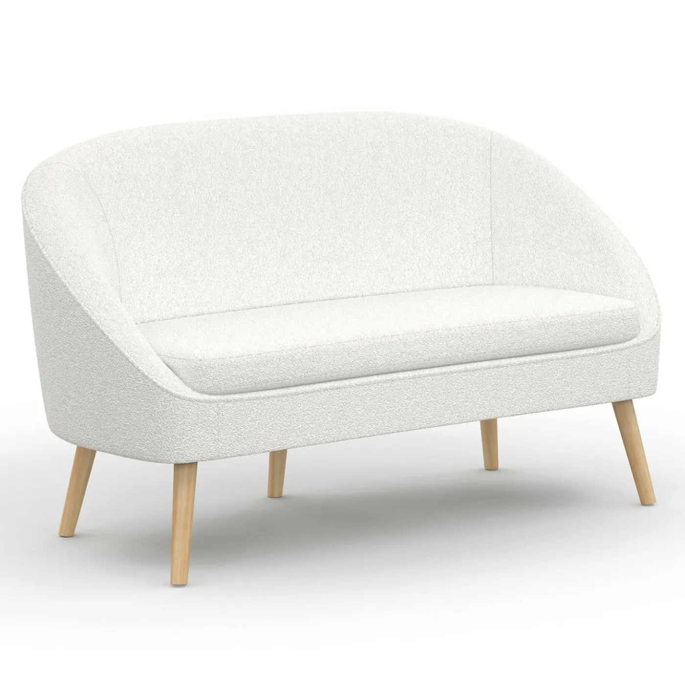 Canapé banquette tissu bouclette blanc