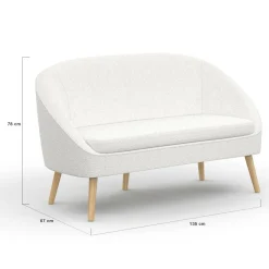 Canapé banquette tissu bouclette blanc