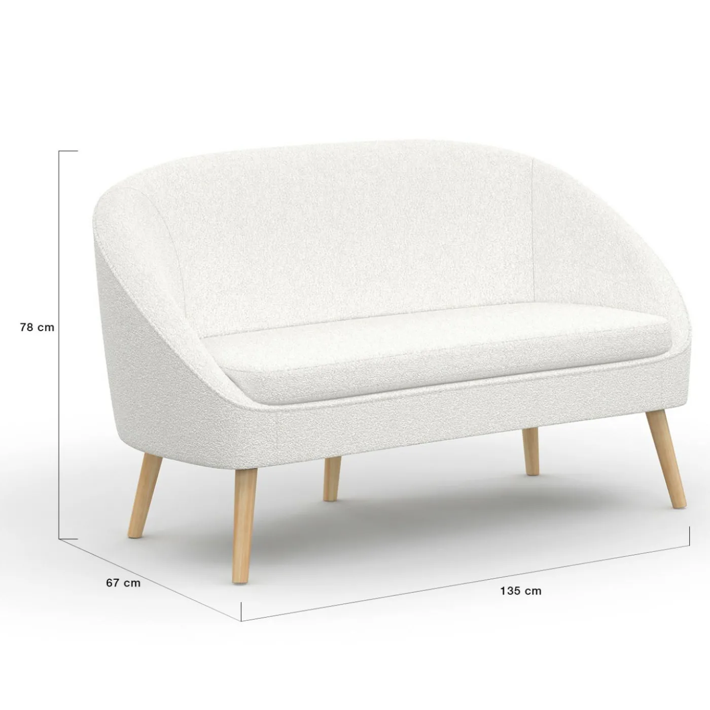 Canapé banquette tissu bouclette blanc