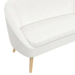 Canapé banquette tissu bouclette blanc