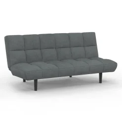 Canapé clic clac SALOME capitonné 3 places tissu gris anthracite