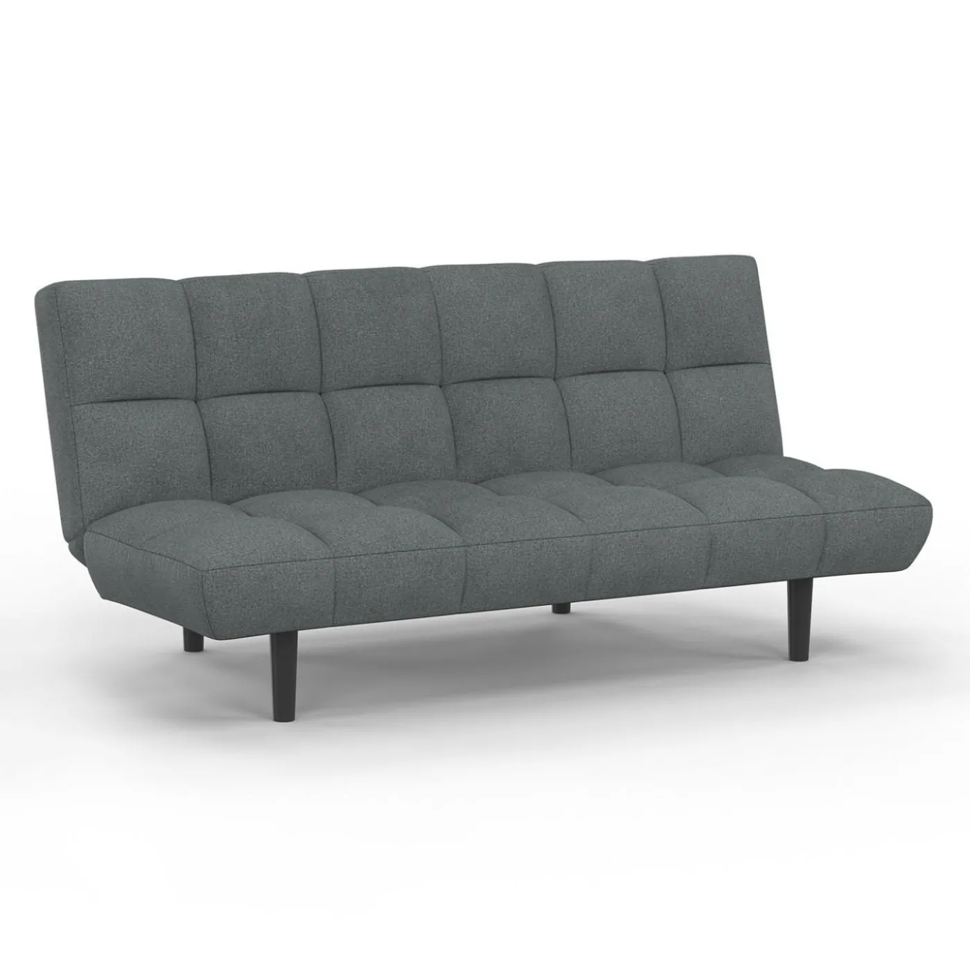 Canapé clic clac SALOME capitonné 3 places tissu gris anthracite